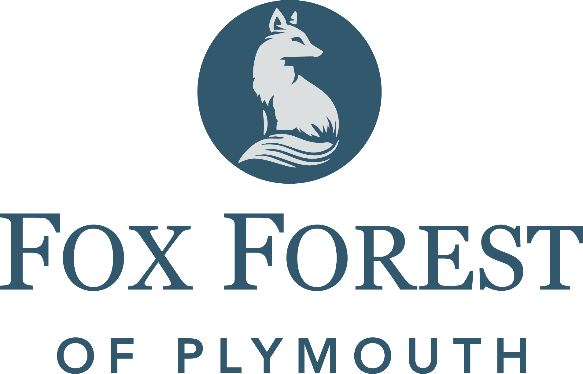 A logo with a fox and the text "Fox Forest of Plymouth".